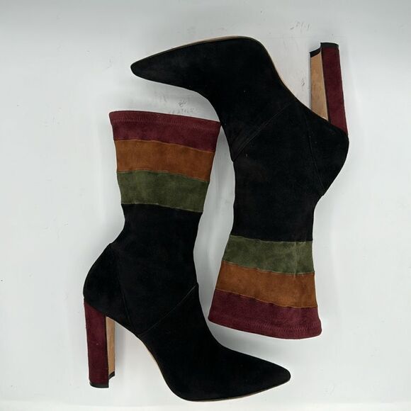 Manolo Blahnik Statlow Striped Stretch-Suede Bootie Size 37/ US 7 - Picture 8 of 12